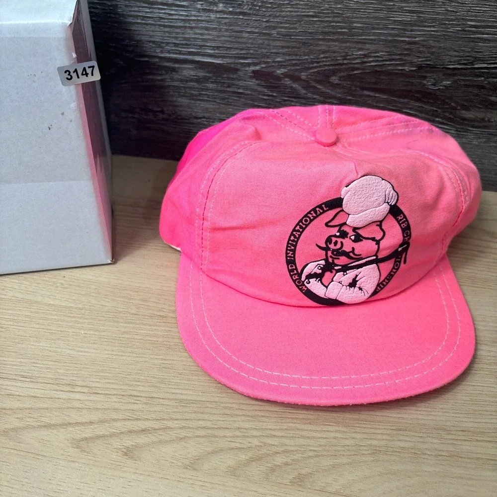 Vintage‎ Rib Championship Hat Cap Snapback Pink World Invitiational Grilling